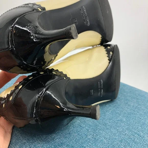 Miu Miu Two Tone Patent Leather Double Bow Pointed Toe kitten heels Size 6.5 - Picture 13 of 16